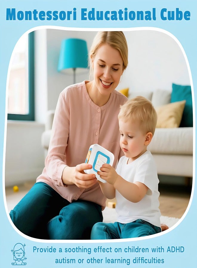 براند كونكور مكعب الأنشطة مونتيسوري من ماركة كونكر للأطفال الصغار من عمر 1-3 سنوات، ألعاب سفر بالسيارة، مكعب أنشطة لوحي، هدايا تعليمية تعليمية للأطفال من عمر 12-18 شهرًا (مروحة تعليمية 6 في 1 أزرق) - Image 5